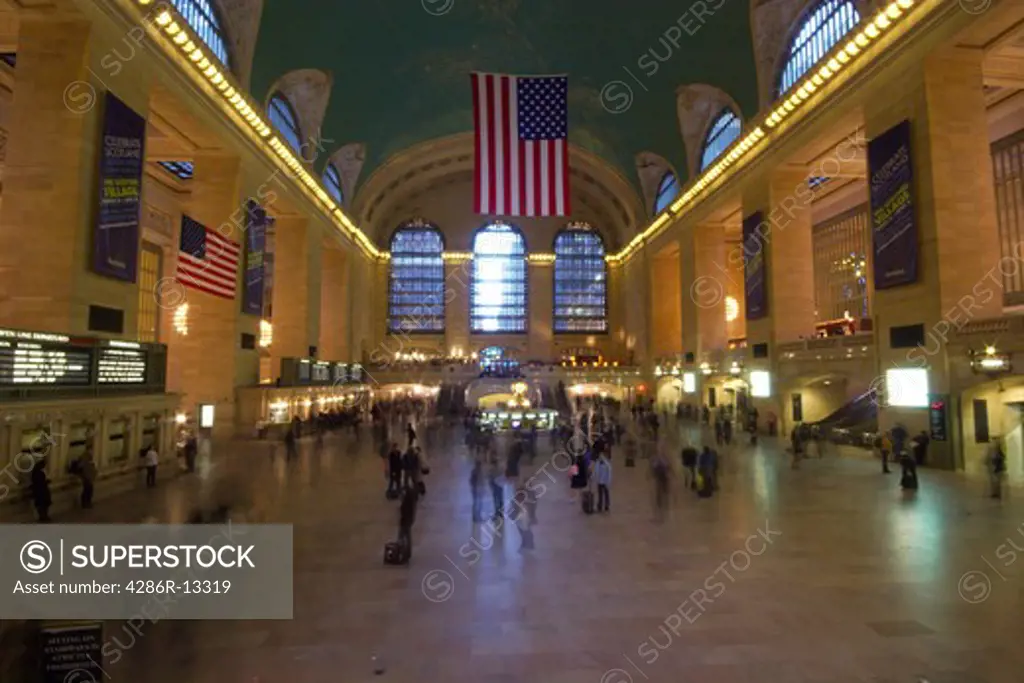 Long exposure inside Grand Central Station, midtown Manhattan, New York City