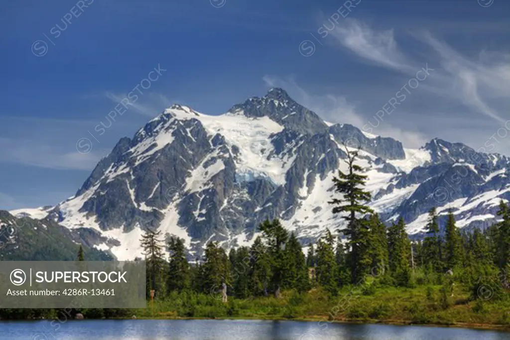 Mount Shuksan, a majestic peak in the Mount Baker Wilderness, WA