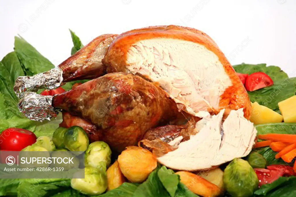 Roast turkey with all the trimmings for a great festive meal.
