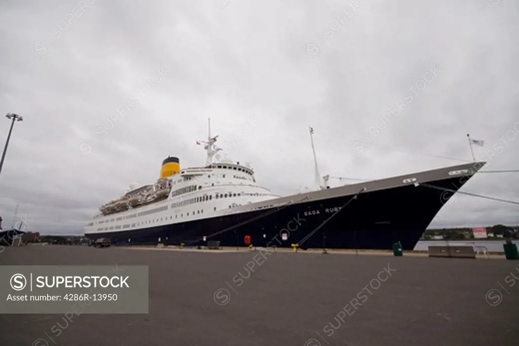 Cruise Ship, the Saga Ruby, pulled into dock in Sydney, Cape Breton, Nova Scotia, Canada