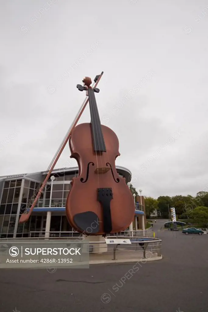 The big Ceilidh Fiddle welcomes visitors to Sydney, Cape Breton, Nova Scotia, Canada