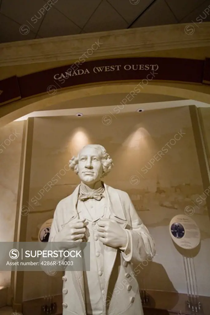 Statues of Canadas founders inside Founders Hall, an interactive multimedia exhibit that tells the story of Canadas Confederation. Charlottetown, Prince Edward Island, Canada