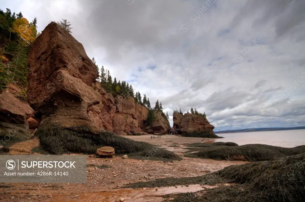 Wide view of Hopewell Rocks, Bay of Fundy, New Brunswick, Canada. HDR tonemapped image.