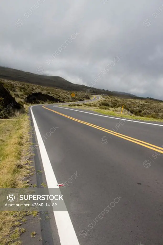 Highway 378 - the Haleakala highway ascending to the summit of Haleakala on Maui