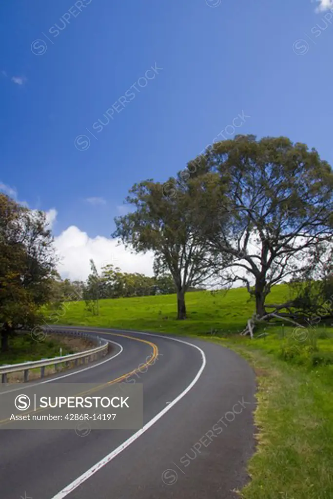 Right hand turn in the road along the Haleakala Highway, Maui