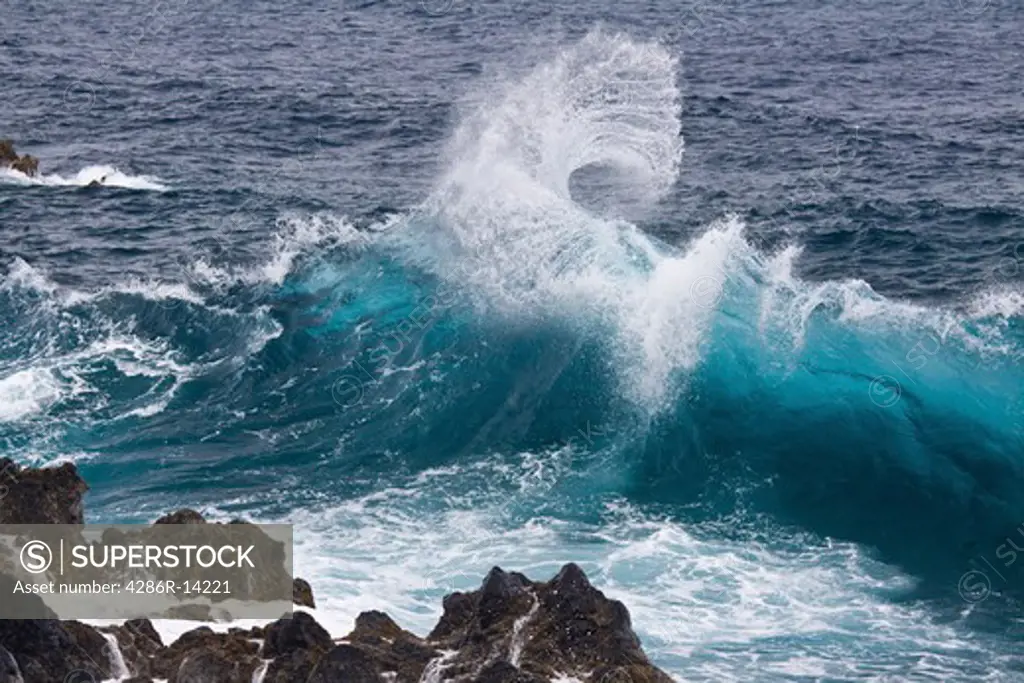 Crashing ocean wave captured in time, Maui, Hawaii