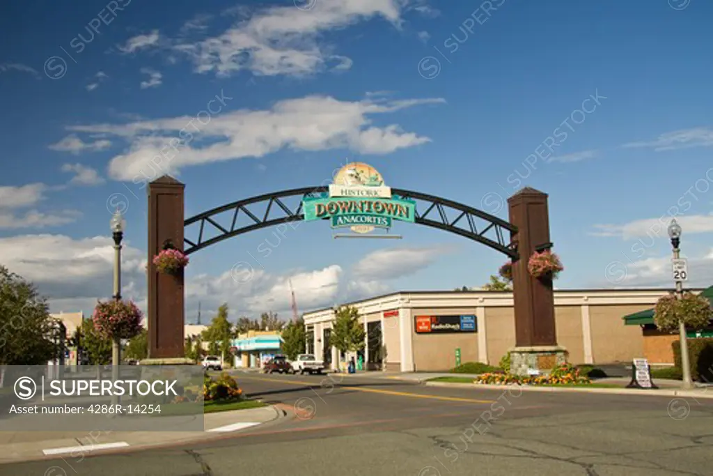 Sign at entrance to historic downtown Anacortes, Washington State
