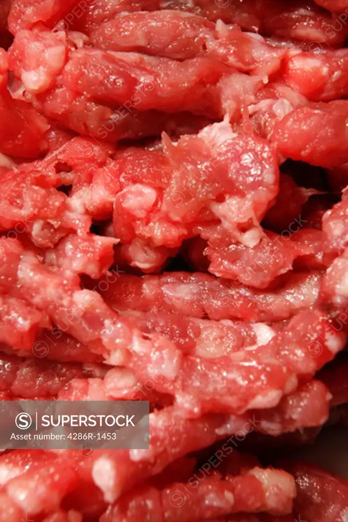 Extreme close-up on minced beef