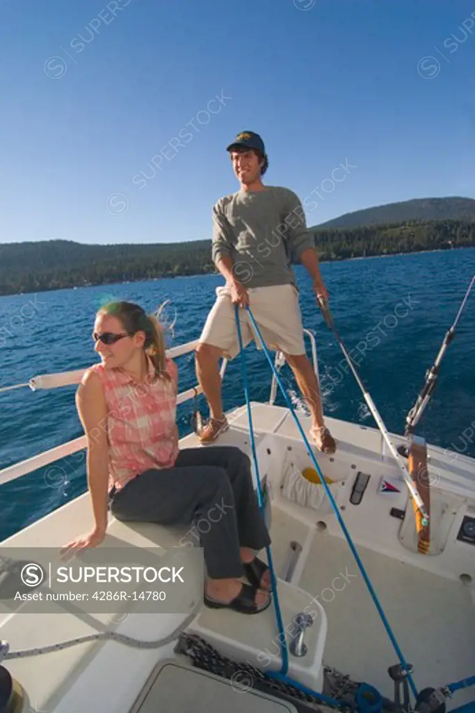 A Couple Sailing on Lake Tahoe