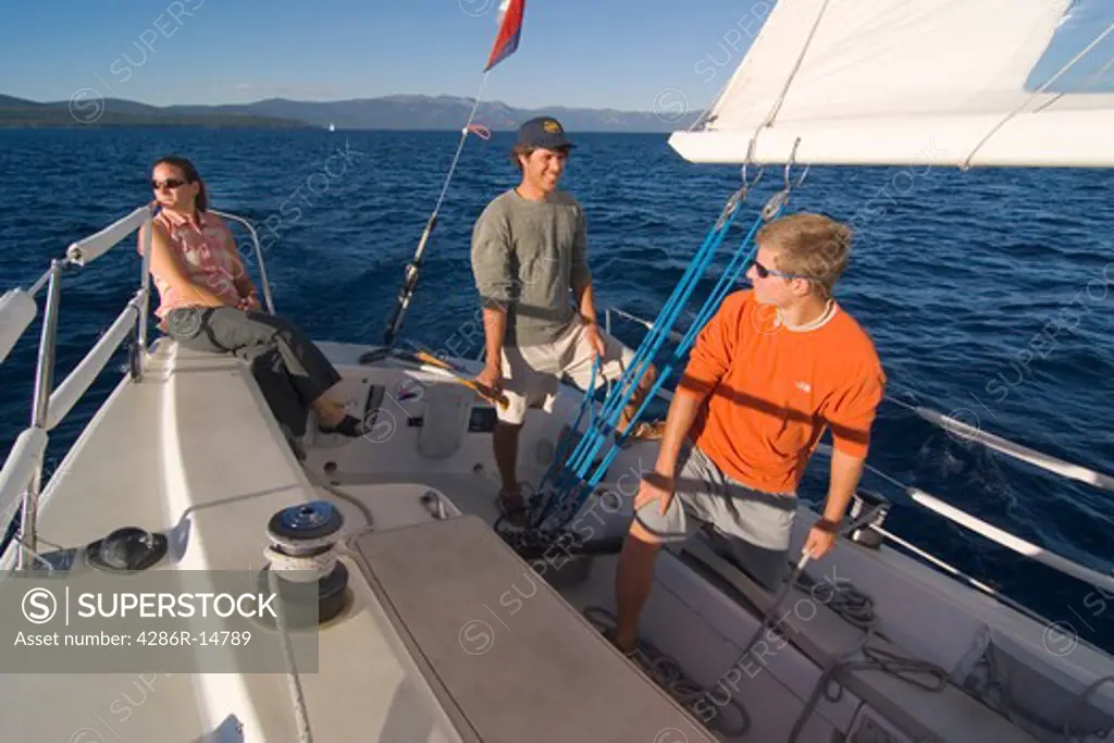 Three Friends Sailing on Lake Tahoe