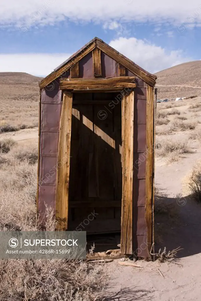 An old outhouse in Bodie State Park in California