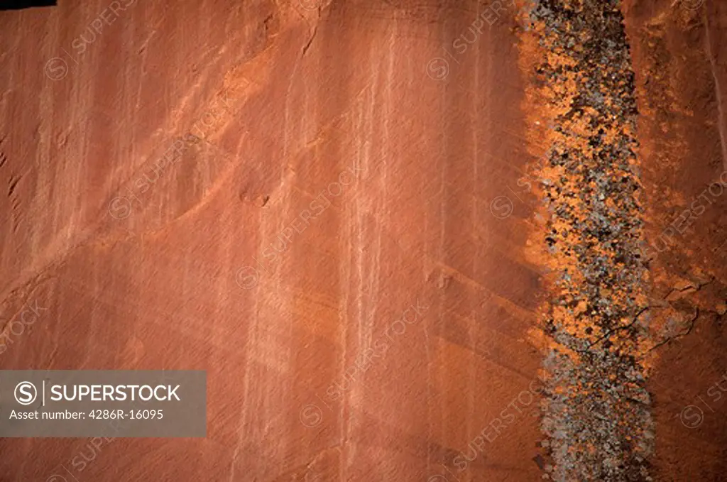 Close-up of rock wall at Capital Reef National Monument in Utah