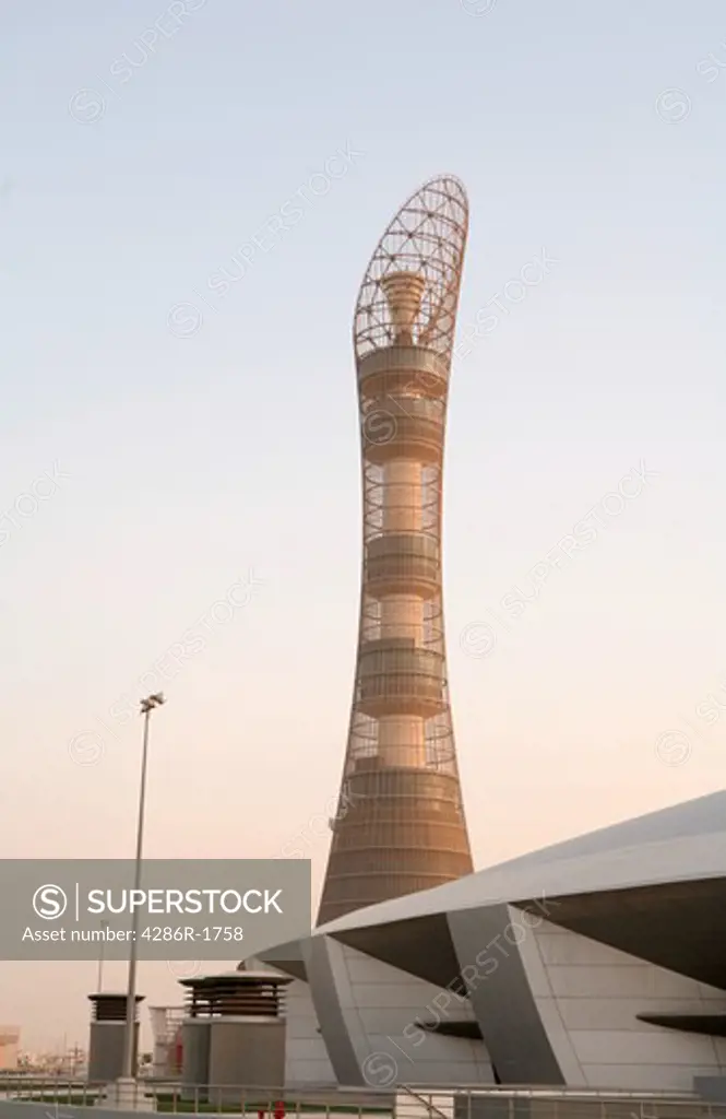 The Aspire sports academy in Doha, Qatar, with the 2006 Asian Games torch tower in the background.