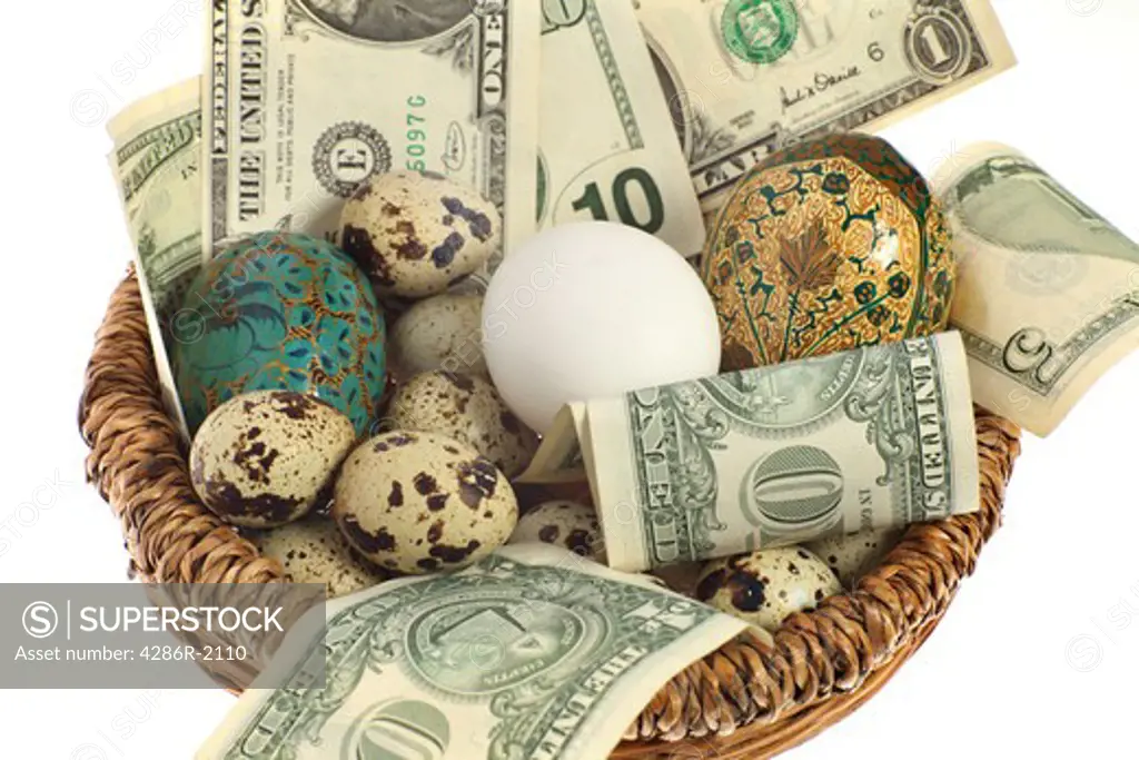 A nest egg, perhaps, or else all the eggs in one basket. Financial and business concept