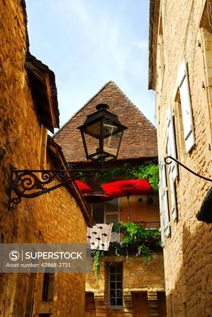Details of medieval architecture in historical town of Sarlat, France