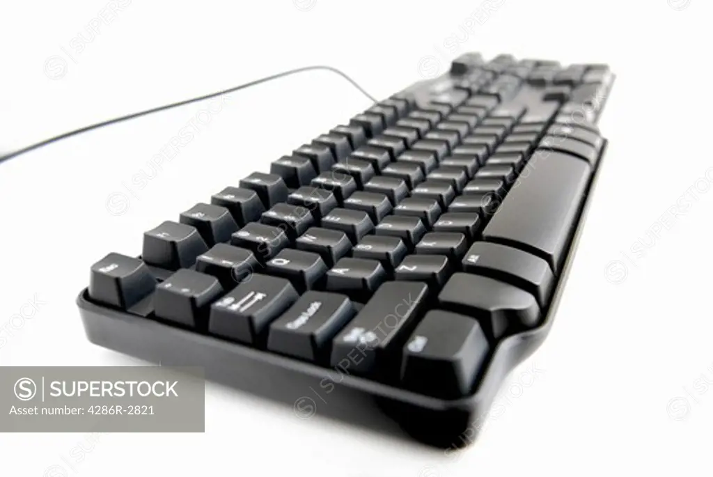 Black computer keyboard isolated on white background