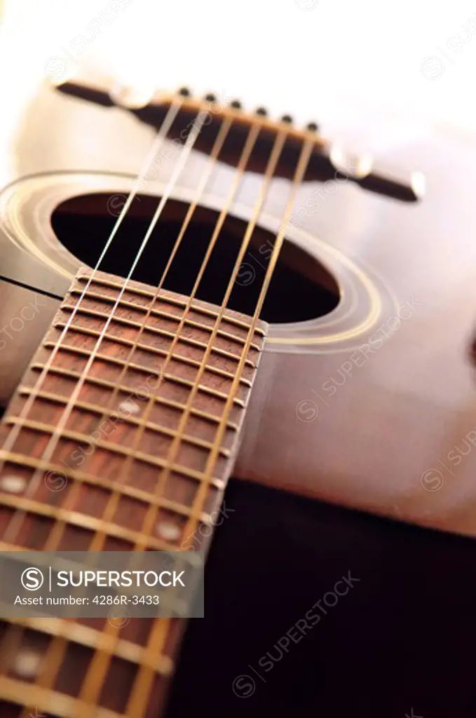 Musical instrument acoustic guitar body close up