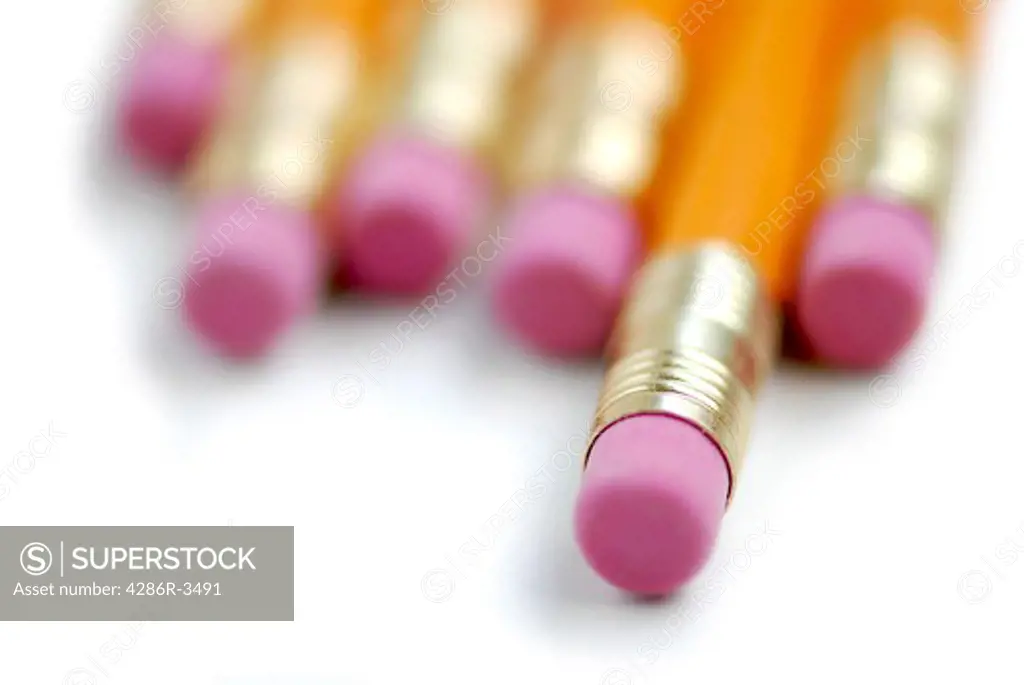 Pencils macro on white background