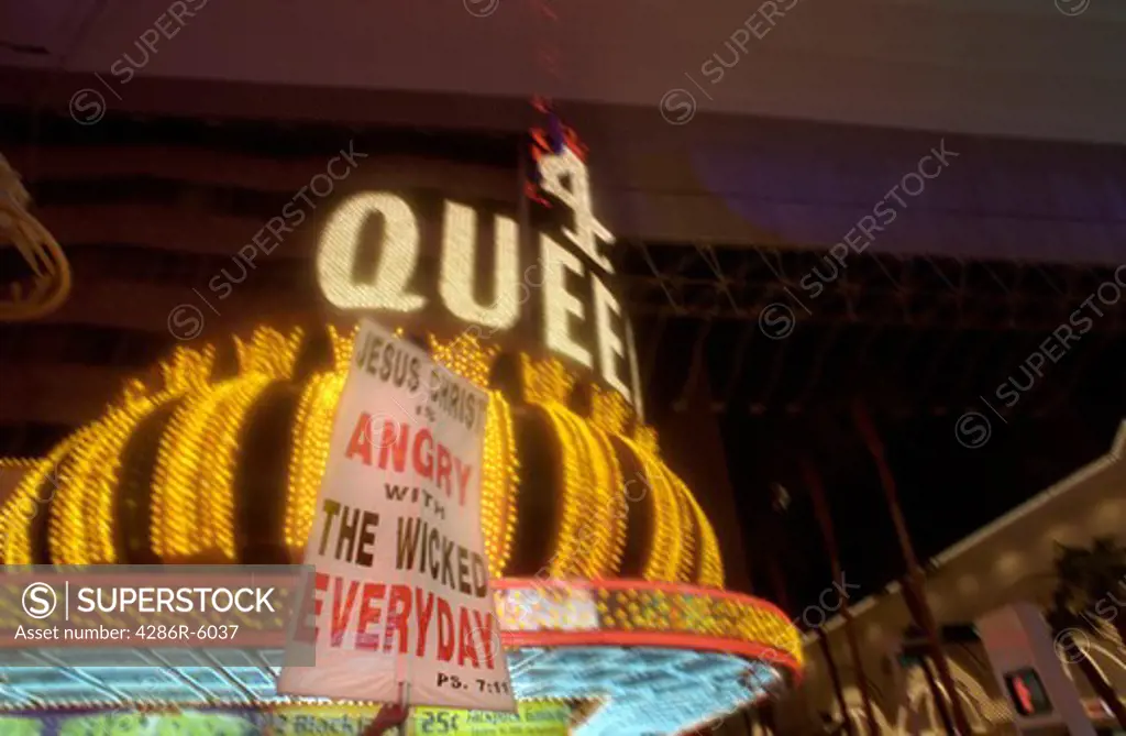 Marquee over an attraction at Fremont Street Experience in Old Town Las Vegas Nevada USA