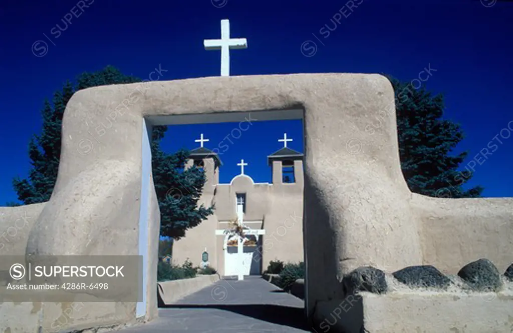 Scenic view of famous church in Taos New Mexico