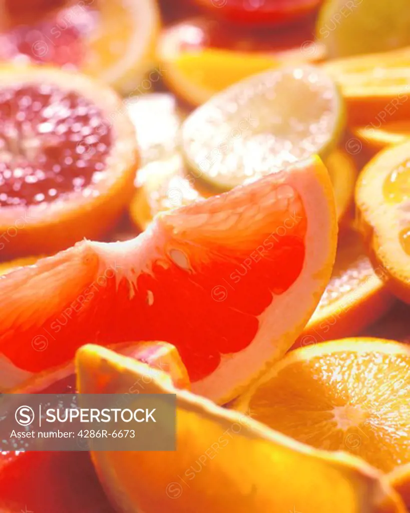 A colorful assortment of sliced fruit.
