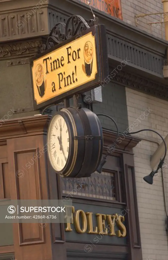 Side view of a sign hanging outside a pub in San Francisco.