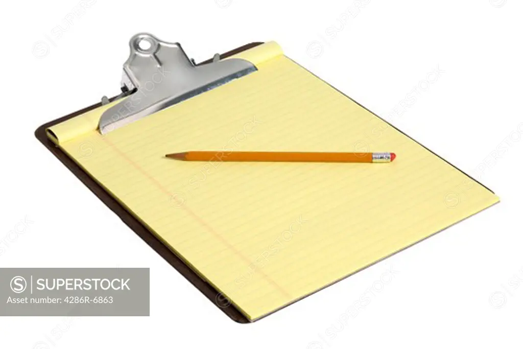 Clipboard with notepad and pencil