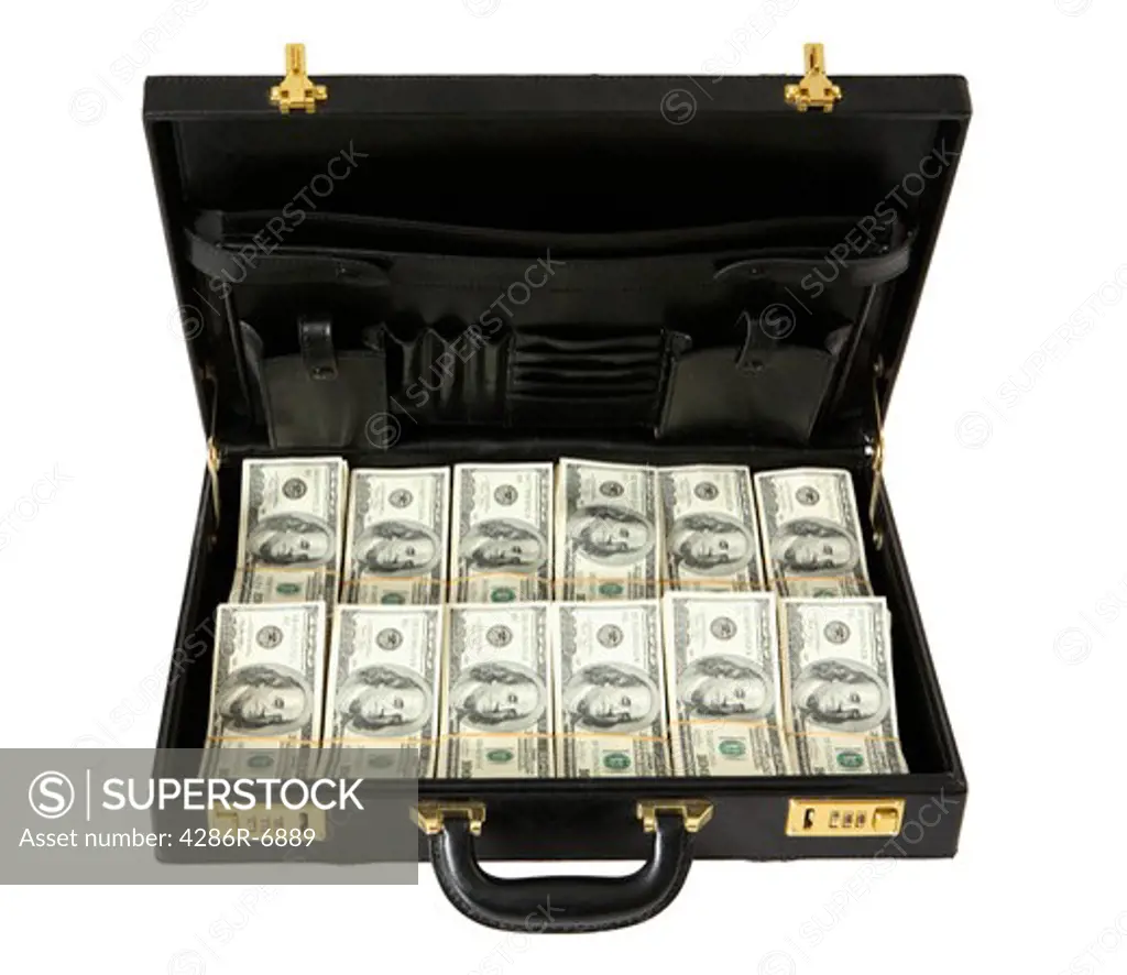 Briefcase full of hundred dollar bills