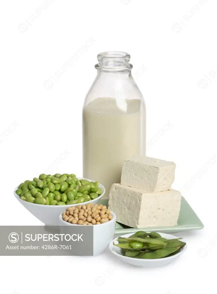 Soy milk, edamame, tofu, dried soy beans and fresh soy beans