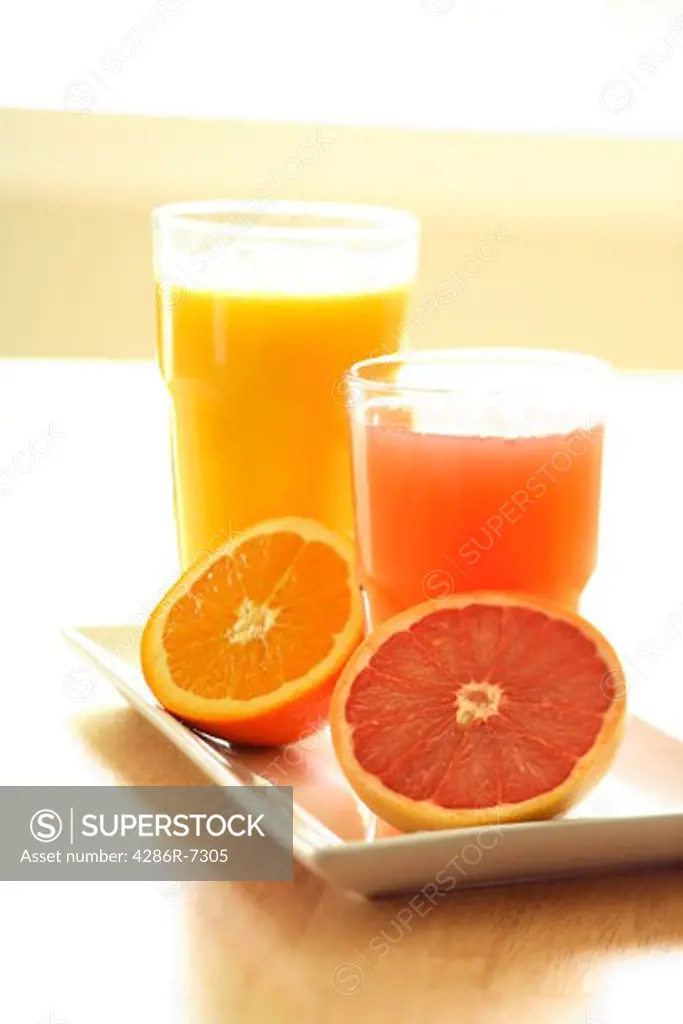 Orange and grapefruit juices