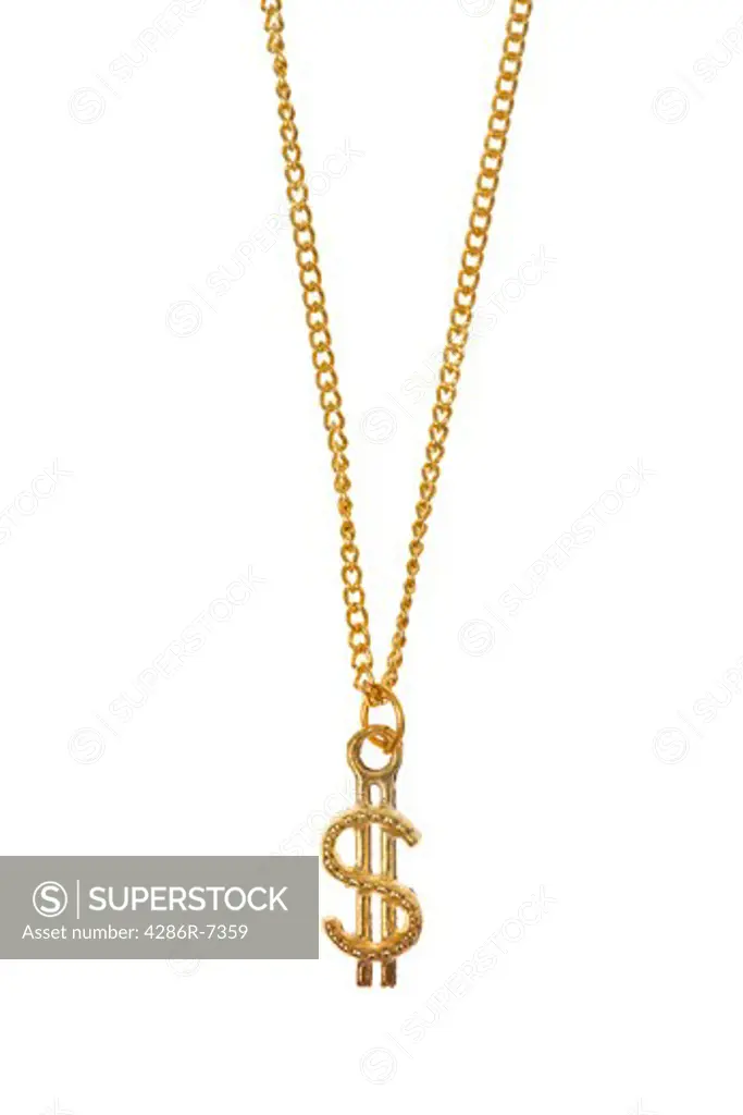 Gold chain with dollar sign charm