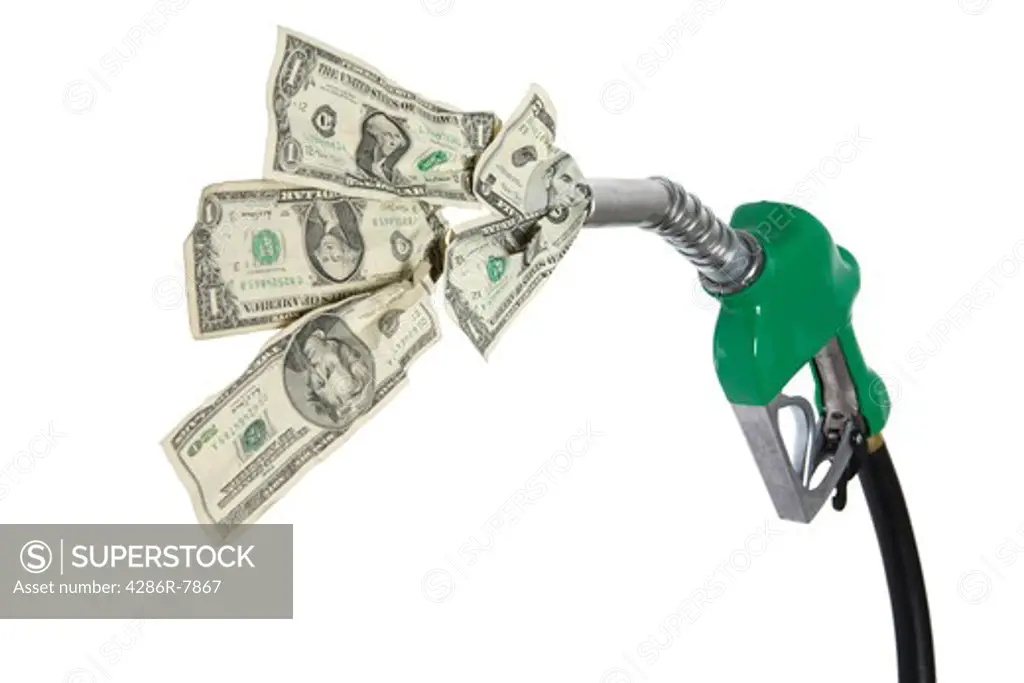 Money coming out of gas nozzle
