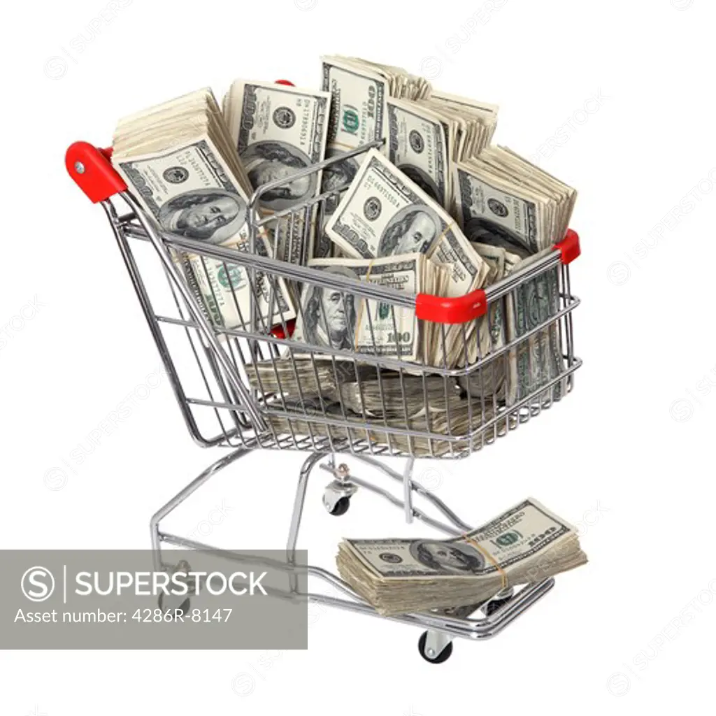 Shopping cart full of cash
