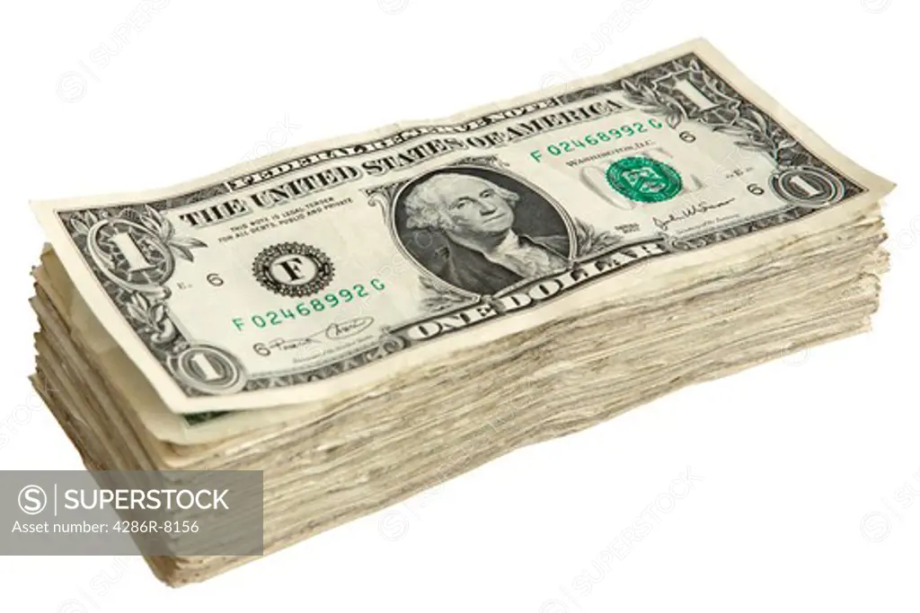 Stack of one dollar bills