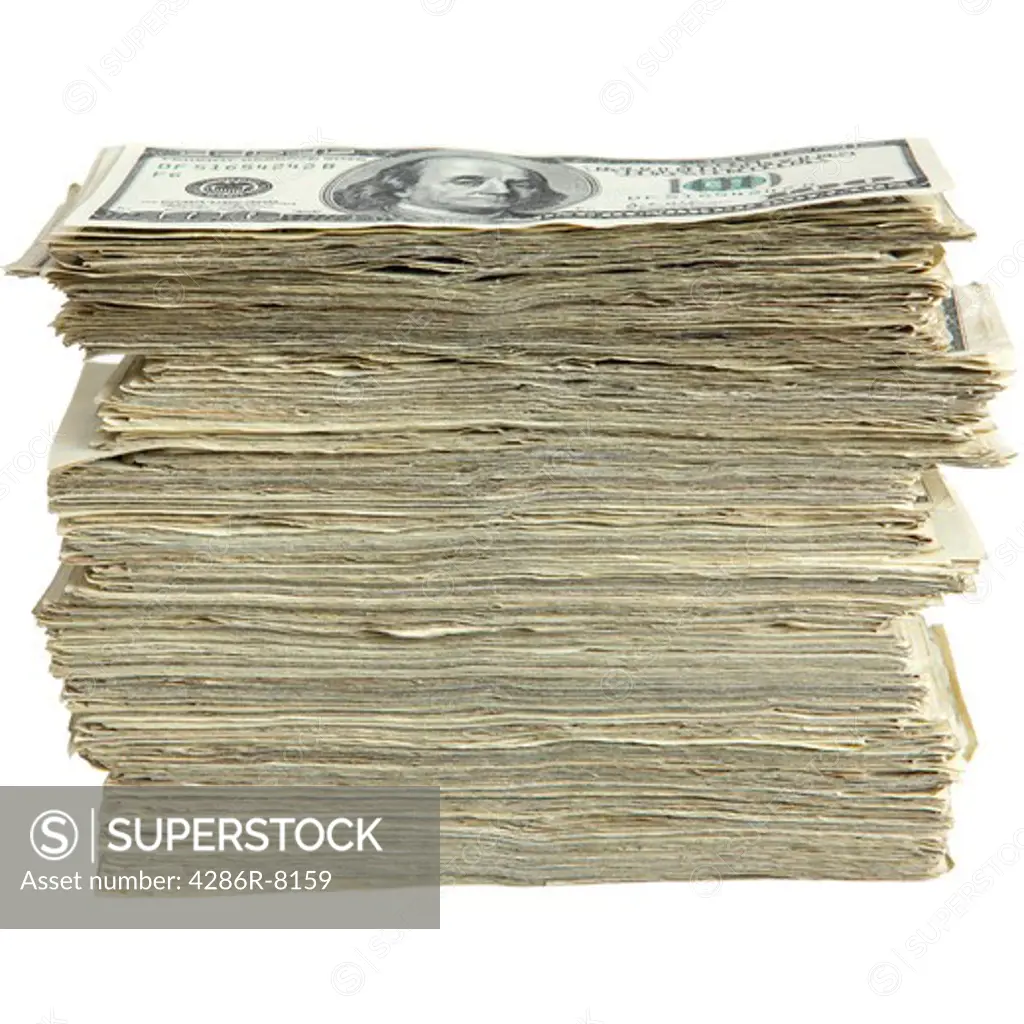 Stack of one hundred dollar bills
