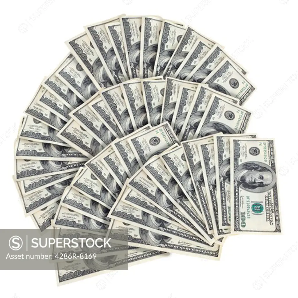 Ten thousand dollars in US one hundred dollar bills