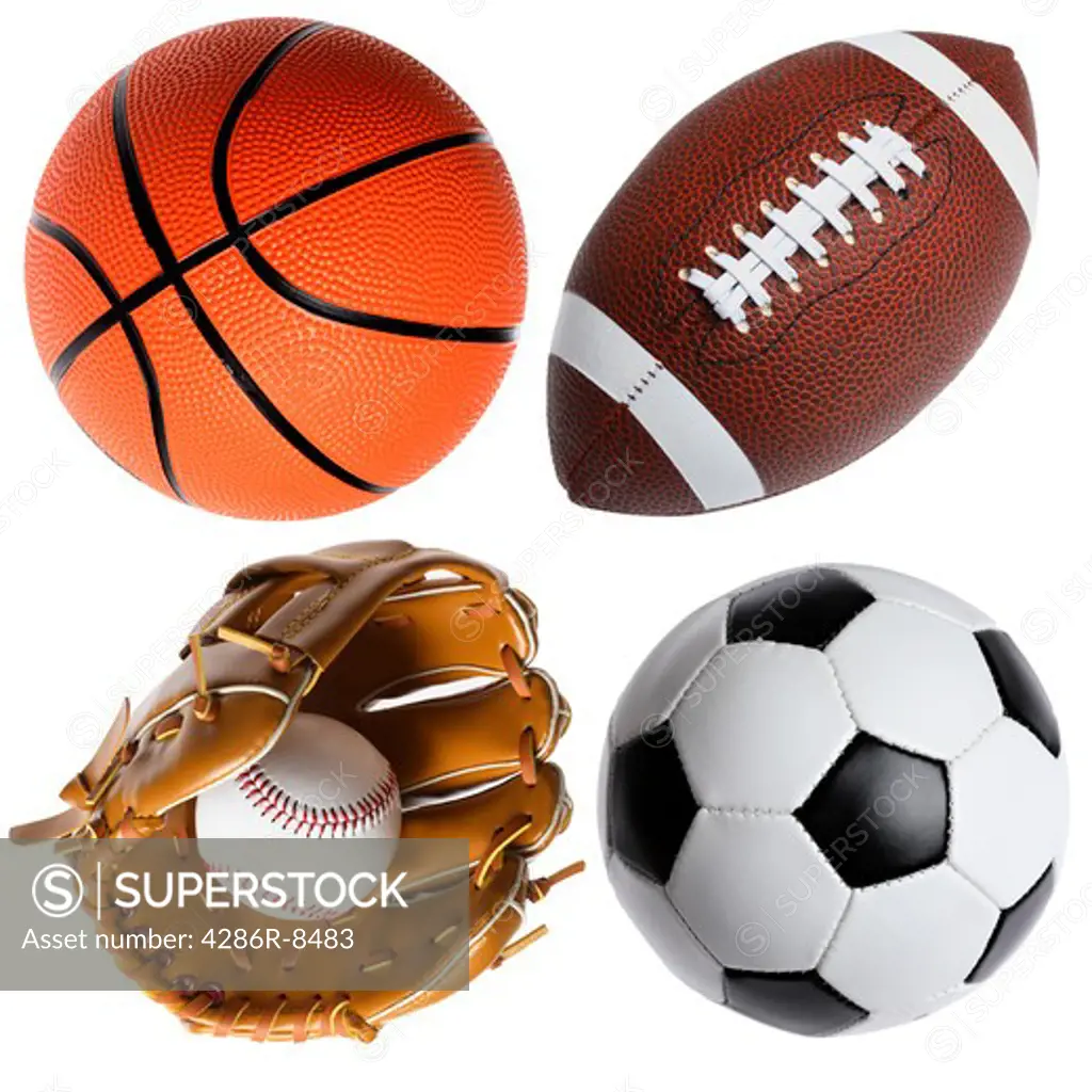 Four sports balls