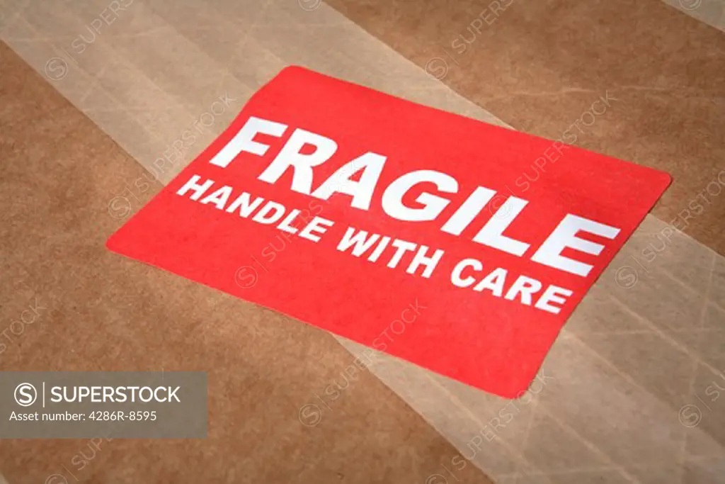 Fragile sticker on box