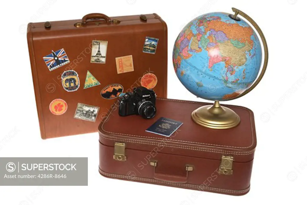 Globe and suitcase