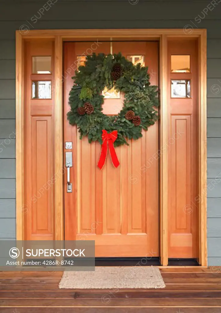 Door with wreath