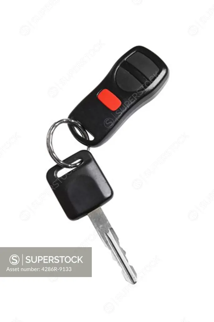 Car key and remote, cutout on white background