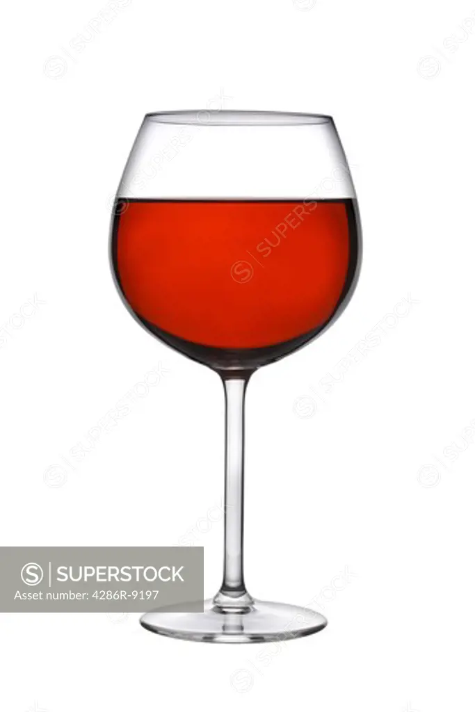 Glass of red wine cutout, isolated on white background