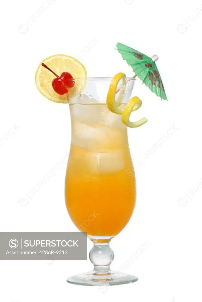 Tropical cocktail drink cutout, isolated on white background