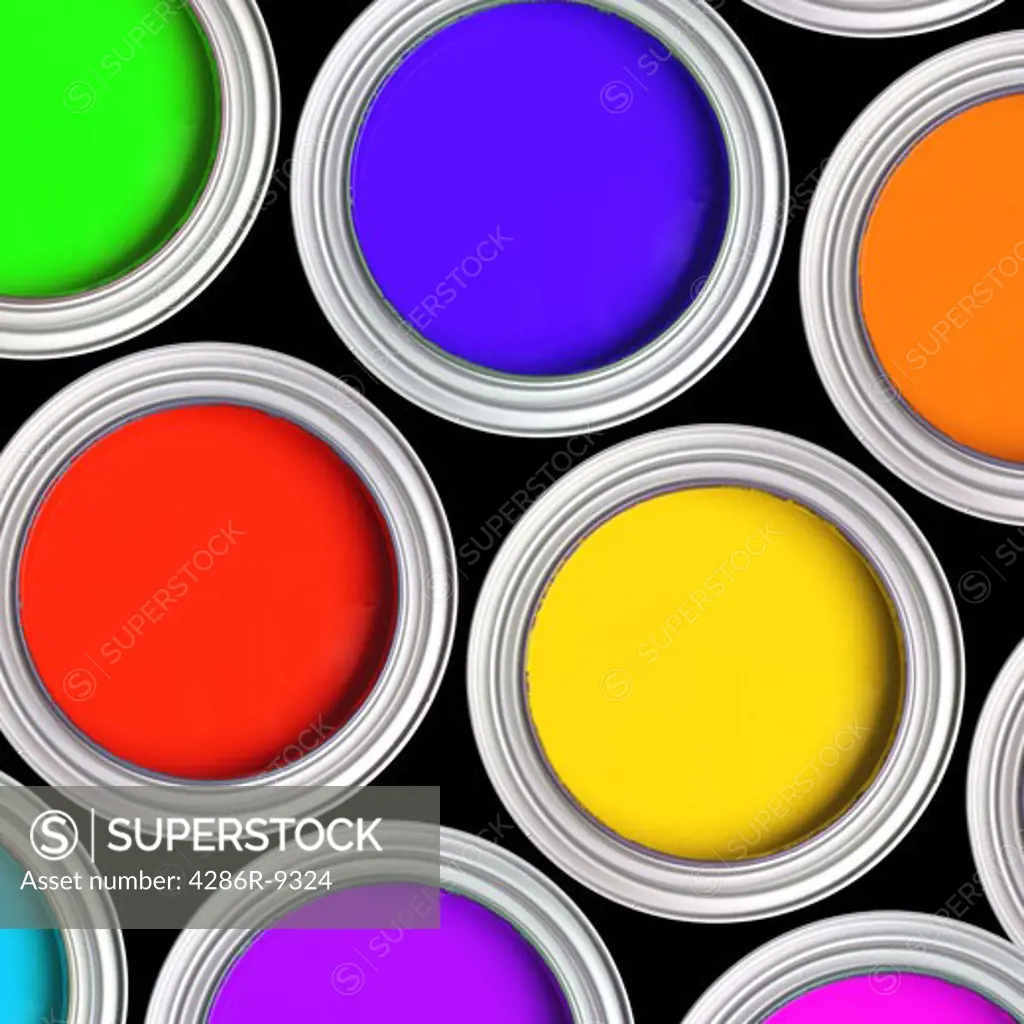 Background image of colorful paint cans