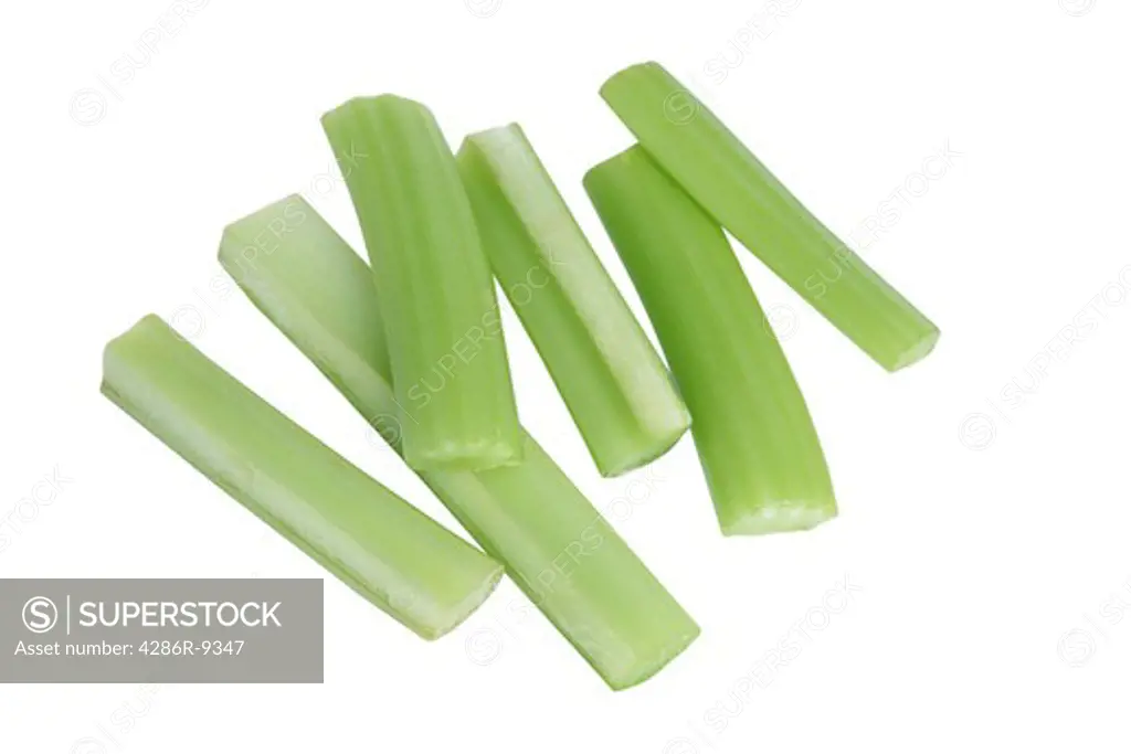 Celery sticks, cut out on white background