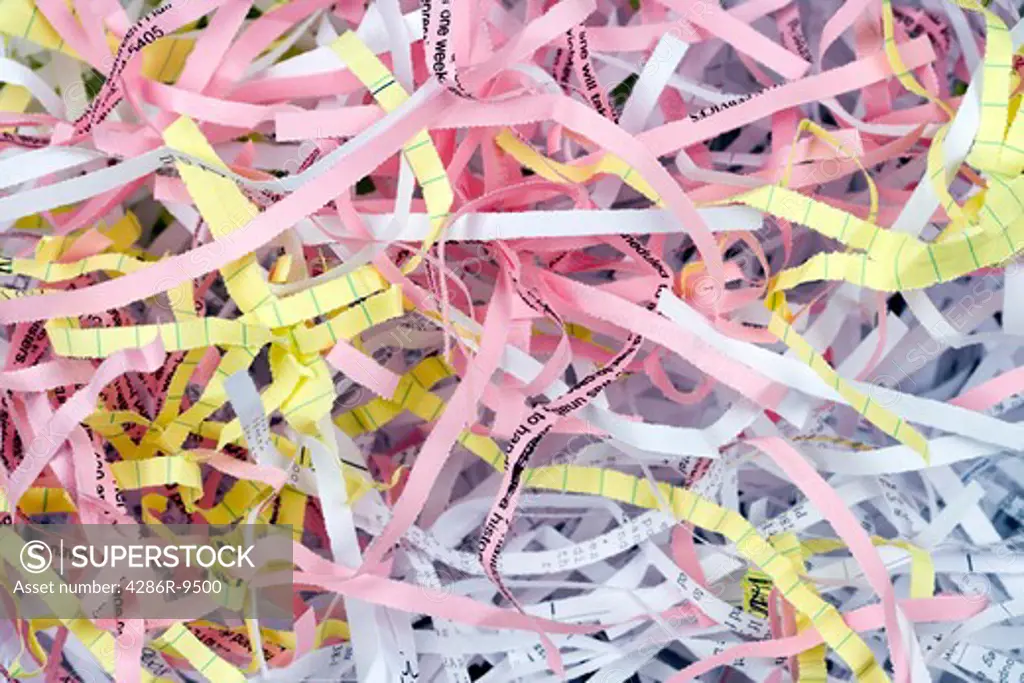 Still life of a pile of shredded paper.