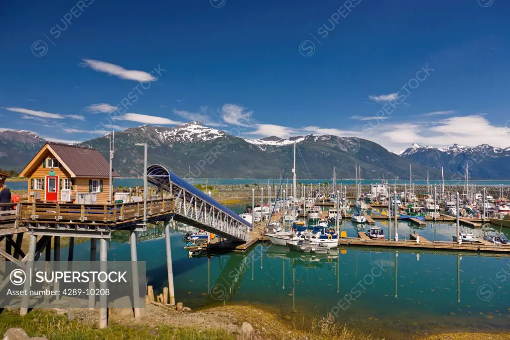 Haines Boat Harbour with the Coast Mountains in the background, Haines, Southeast Alaska, Summer