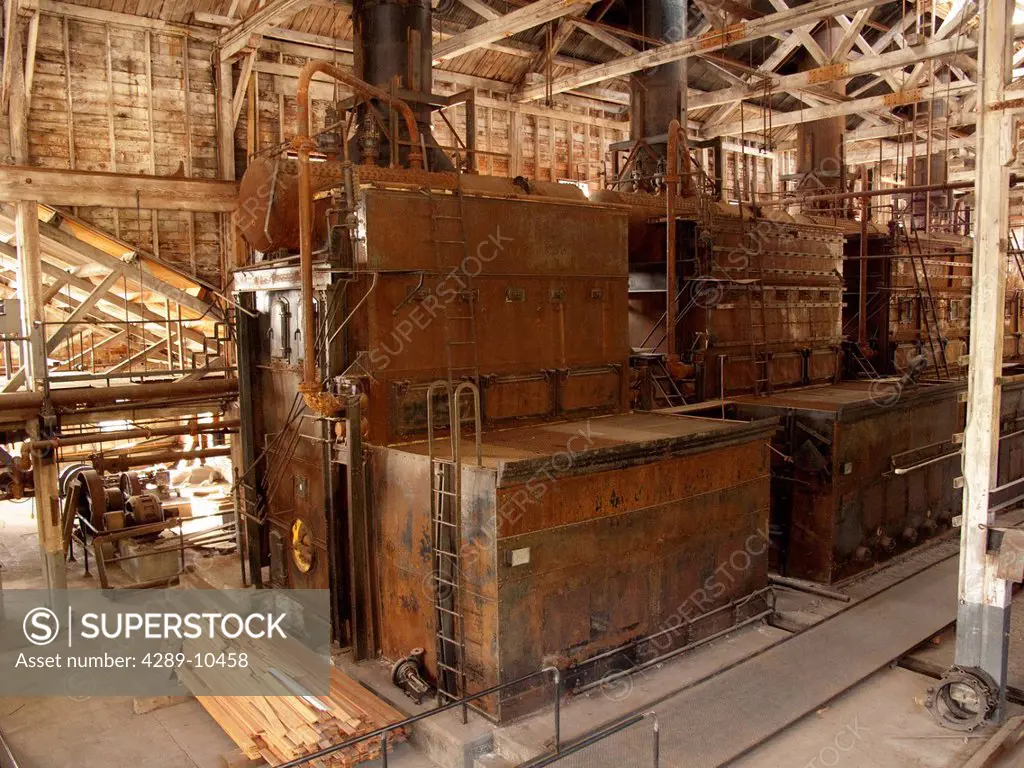 View inside the Power Plant of Kennecott Mines National Historic Landmark, Southcentral Alaska, Autumn