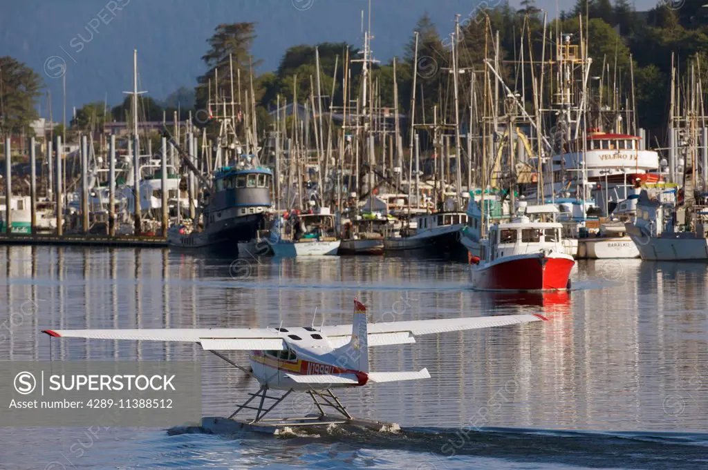 Floatplane In Sitka Channel @ Thomsen Harbor, Sitka, Alaska, Baranof Island, Se. Tongass National Forest.