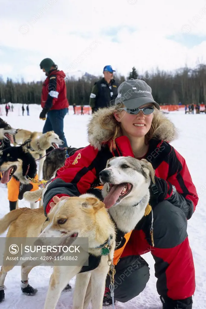 Rachael Scdoris W/Sled Dog Team 2005 Iditarod Alaska Campbell Creek Anchorage